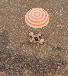 Parachutes Prints: The Soyuz space craft carrying International Space Station crew lands in Kazakhstan