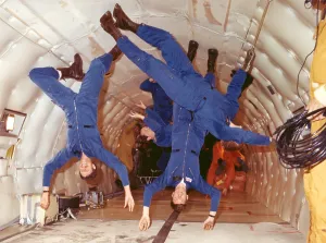 Floating Prints: Space shuttle astronauts in zero gravity training