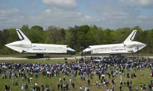 Images Dated 4th June 2012: Space shuttles Enterprise(left) and Discovery nose-to-nose