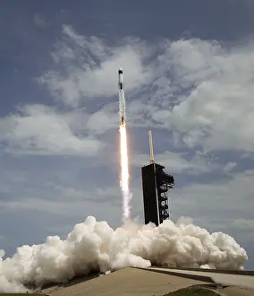 Science Prints: A SpaceX Falcon 9 rocket blasts off from Launch Complex 39A at Kennedy Space Center in Florida