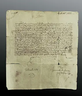 Columbus Prints: Spain (1493). Letter of the queen Isabel I to Christopher Columbus (5th September 1493)