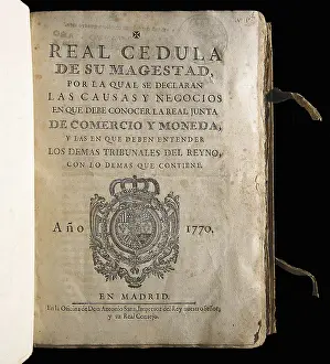 Treatment Prints: Spain (1770). Royal Issue setting the the responsabilities of the Real Junta de Comercio y Moneda