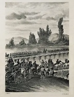 Sierra Del Torcal Prints: Spain (1808). Peninsular War. The Frebnch troops crossing the Bidasoa river
