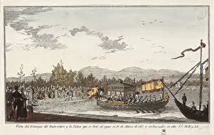 Banner Prints: Spain (1817). Fernando VII and his family in the pond of the Retiro Park