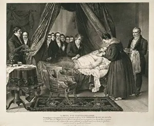 Healing Prints: Spain (1832). The queen Mara Cristina taking care of Fernando VII during his illness