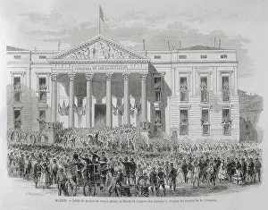 Spanisheurope Prints: Spain (1868). Madrid. Armed people parading in front of the Congress