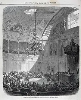 Madrid Prints: Spain (1869). Opening of the Constitutional Assembly (11st February of 1869) after the fall of Isabel II