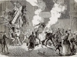 First Spanish Republic Prints: Spain (1873). First Republic. Anticlerical demonstration in Madrid (July 1873)
