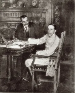 Alfonso Xiii 1886 1941 Prints: Spain (1910). Kinf Alfonso XIII (sitting) and Prime Minister Jos Canalejas (1910)