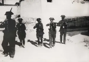 Social Movement Prints: Spain (1931). The Civil Guard entering into La Villa de Don Fadrique (Toledo) to stifle a communist uprising (1931)