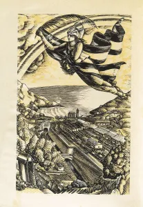 Railway Prints: Spain (1939). Portbou. Engraving by Enric Ricart i Nin