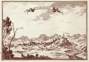 Spain (19th c.). Cardona. The village and the castle. Engraving from the work "Plans de la Catalogne". Engraving. SPAIN. Madrid. National Library