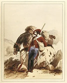 Carlists Prints: Spain (19th c.). Carlist Wars. Cavalry under Cabrera's comandment