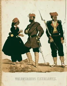 Spain (19th c.). Catalan volunteers of the War of Africa, . Litography. SPAIN. Reus. Salvador Vilaseca Regional Museum. AISA/Everett Collection**US SALES ONLY**