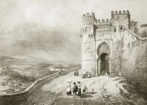 Awning Prints: Spain (19th c.). Toledo. Facade and tower of the Cathedral