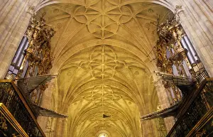 Almeria Prints: SPAIN. Almeria. Cathedral. Vault of the main nave