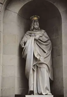Coloreurope Prints: SPAIN. Barcelona. City Hall. Statue of the king James I the Conqueror