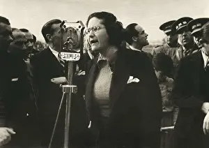 Anarchist Prints: SPAIN. Barcelona. Federica Montseny in the commemoration of the first anniversary of Durruti's death (Barcelona)