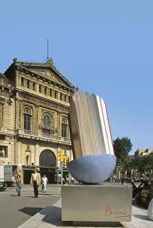 SPAIN. Barcelona. Passeig de Grcia. "Monument to the Book" (1994), by Joan Brossa. Sculpture. AISA/Everett Collection**US SALES ONLY**