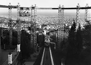 Panoramiceurope Prints: SPAIN. Barcelona. Tibidabo. Tibidabo cable car and small wagons