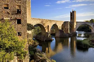 Robust Prints: SPAIN. Besalu. Romanesque bridge over the Fluvi river