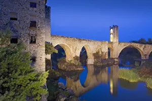 Robust Prints: SPAIN. Besalu. Romanesque bridge over the Fluvi river