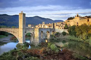 Robust Prints: SPAIN. Besalu. Romanesque bridge over the Fluvi river