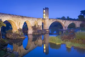 Robust Prints: SPAIN. Besalu. Romanesque bridge over the Fluvi river