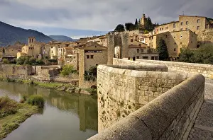 Robust Prints: SPAIN. Besalu. Romanesque bridge over the Fluvi river