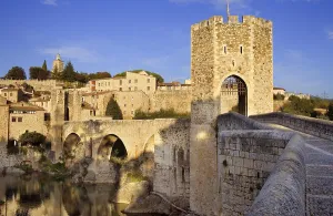 Robust Prints: SPAIN. Besalu. Romanesque bridge over the Fluvi river