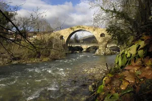 Asturian Prints: SPAIN. Cangas de Ons. Medieval bridge of Cangas (14th c)