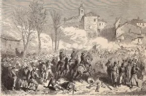 Wrestler Prints: Spain. Third Carlist War. Savall's Carlist troops attacks the city of Berga (March 1873)
