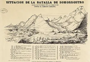 Carlists Prints: Spain. Third Carlist War. Situation of the battle of Somorrostro (March 25)