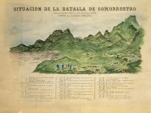 Carlists Prints: Spain. Third Carlist War. Situation of the battle of Somorrostro (March 25)