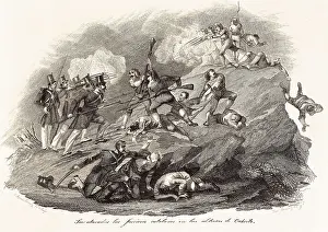 Spain. Carlist Wars. Catalan rebels are attacked in Cambrils. Engraving by Jos Gmez. Engraving. SPAIN. Madrid. Romantic Museum. AISA/Everett Collection**US SALES ONLY**