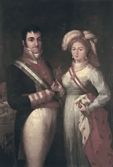 Ferdinand Vii Of Spain 1784 1833 Prints: SPAIN. Cdiz. City Hall. Fernando VII of Spain with his third wife Mara Josefa Amalia de Sajonia
