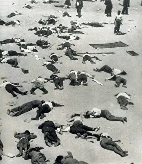 Spain. Civil War. The courtyard of the Cuartel de la Montaa (headquarters) the 20th July 1936 after the repression of the military uprising