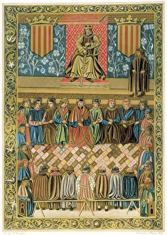 Regal Prints: Spain. Crown of Aragon. Catalan General Courts in Lleida (1242)