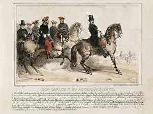 Absolutism Prints: Spain. Don Carlos and his cortege in 1844