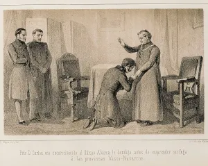 Absolutism Prints: Spain. First Carlist War. Bishop Abarca blesses don Carlos before his escape to Basque-Navarrese provinces