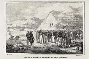 Military Dress Prints: Spain. First Carlist War. Cabrera says goodbye to his army before going to France