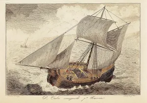 Absolutism Prints: Spain. First Carlist War. Don Carlos sailing to France (1834)