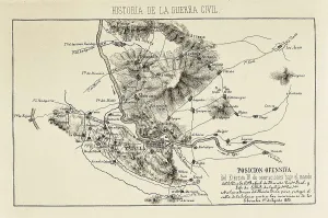 Militarism Prints: Spain. First Carlist War. Map of the carlist positions of Rafael Maroto in Monte Jurra (beginning of August 1838)