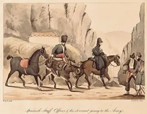 Sierra Del Torcal Prints: Spain. First Carlist War. Spanish officer and his servant going to the war