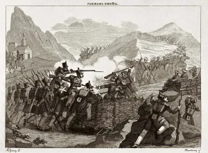 To Entrench Prints: Spain. Firts Carlist War. Action of the Aralar hill (1834)