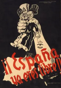 Falangists Prints: SPAIN YOU ARE NOW FREE. Spanish Civil War poster presenting Nationalist propaganda