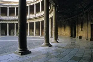 Courtyard Prints: SPAIN. Granada. Alhambra. Palace of Charles V