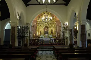 Andalucia Prints: SPAIN. Huelva. Interior of the Sanctuatry and altar of Nuestra Seora de la Cinta (15th c)