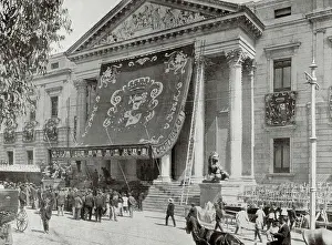 Carts Prints: SPAIN. Madrid. Spain (1902). Alfonso XIII sweating the Constitution (17th May 1902)