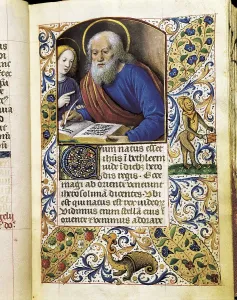 SPAIN. Monistrol de Montserrat. Monastery of Montserrat. Book of hours of Jean Bourdichon. Page 19. Gothic art. Miniature Painting. AISA/Everett Collection (3207)**US SALES ONLY**